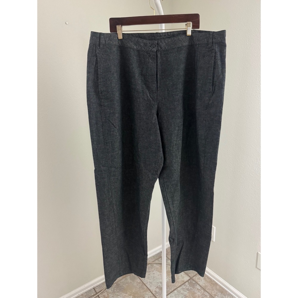 Poetry Womens Hemp Organic Cotton Straight Leg Pants Charcoal Gray Plus Size 18